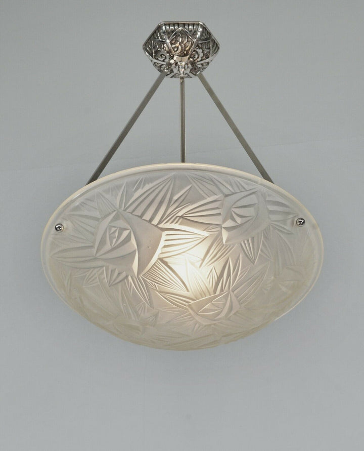 NOVERDY : FRENCH 1930 ART DECO PENDANT CHANDELIER .............. lamp muller era
