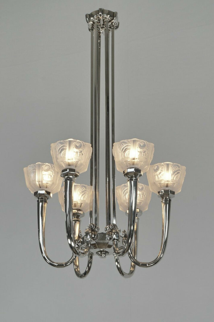 GM BORETTI : FRENCH 1930 ART DECO CHANDELIER . lamp muller degue daum era France