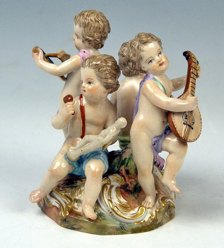 MEISSEN FIGUR AMORETTEN ALLEGORIE DER KÜNSTE CHERUB ALLEGORY OF THE ARTS UM 1860