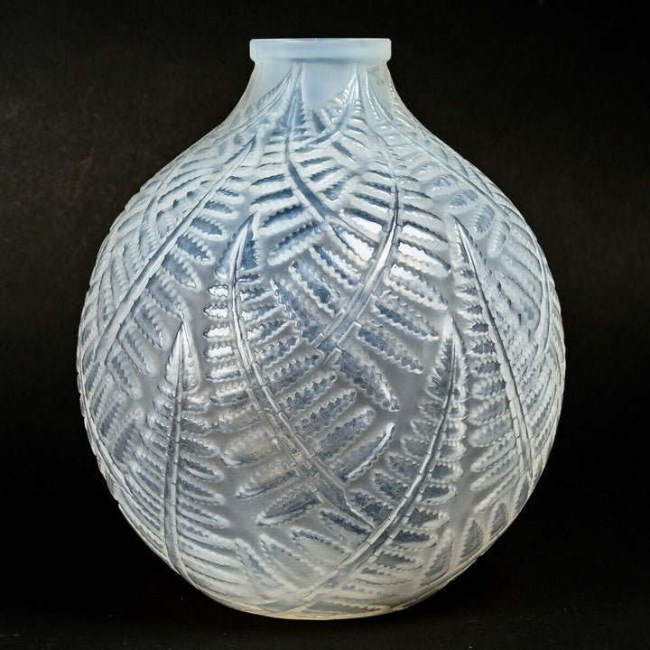 Vase Espalion Opalescent René Lalique R.Lalique Opalescence Glass Leaves Ferns
