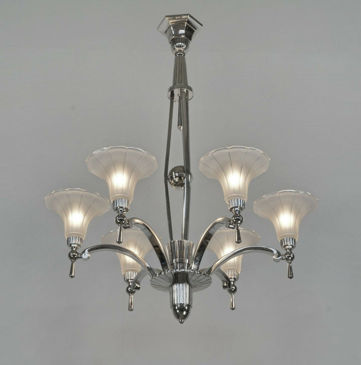 H.PETITOT : FRENCH 1930 ART DECO CHANDELIER ............. Muller frères France