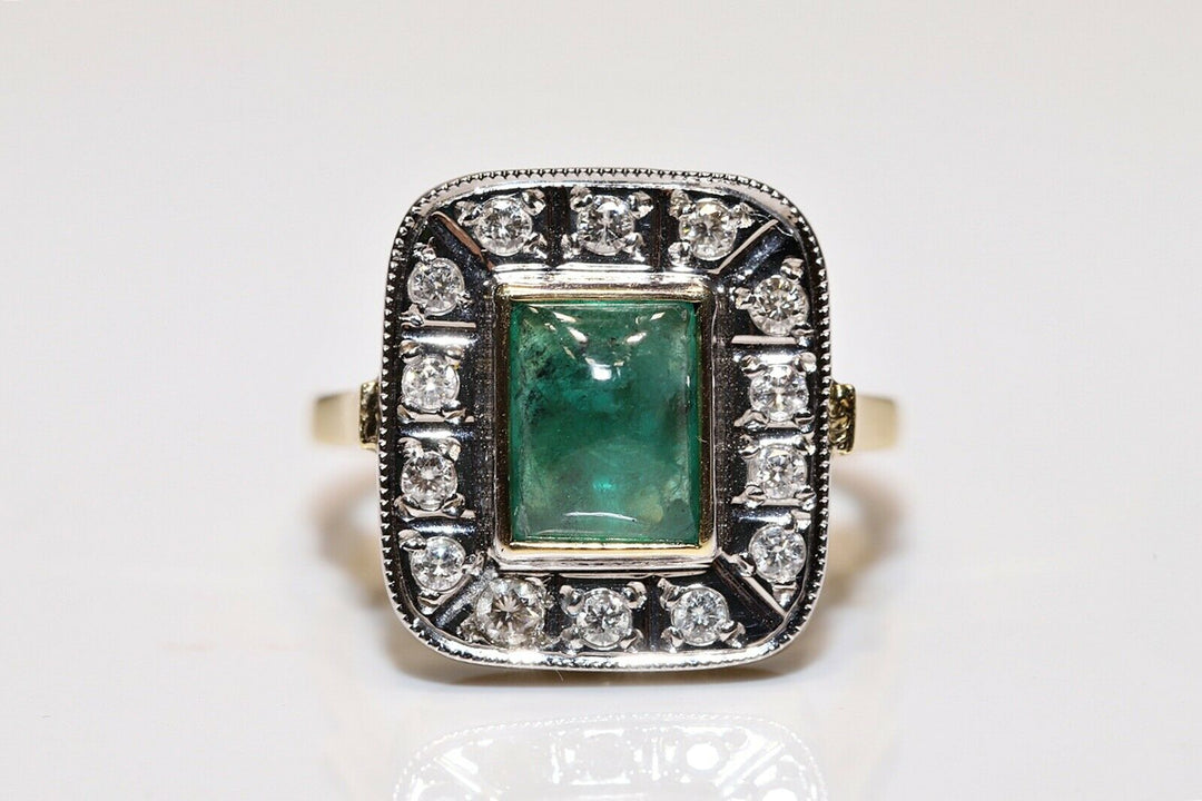 18K ナチュラルダイヤモンドとエメラルドのリング