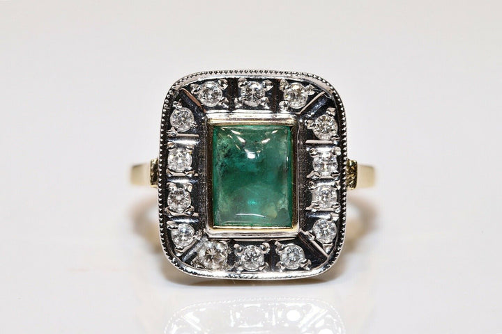 18K ナチュラルダイヤモンドとエメラルドのリング