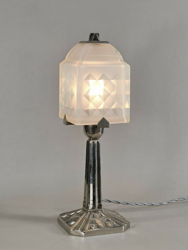 シモネ兄弟　乳白色のアールデコランプ　フランス製　1925年　1930年