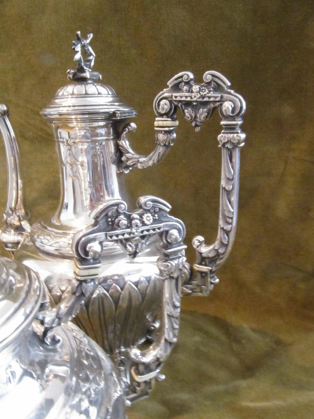 Outstanding french sterling silver tea coffee set Louis XVI st E Puiforcat Nap 3