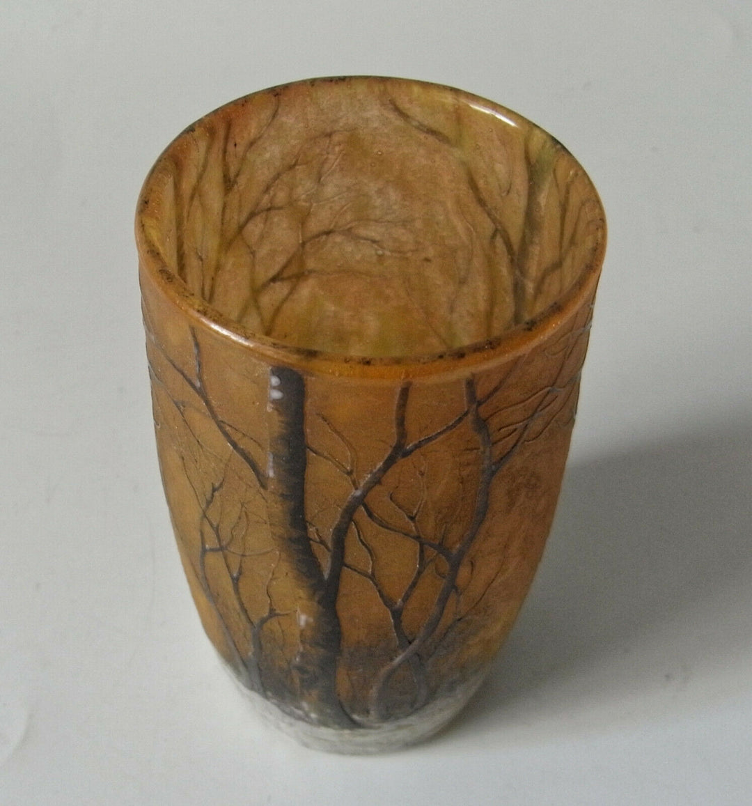 値下げ中！ヨーロッパヴィンテージ　ガラスドーム ドームナンシー (ドーム兄弟)冬景色の中型花瓶 – アンティーク