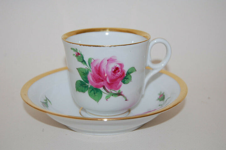 マイセン(Meissen) 　カップ・ソーサー　ピンクローズ　金縁　1級品