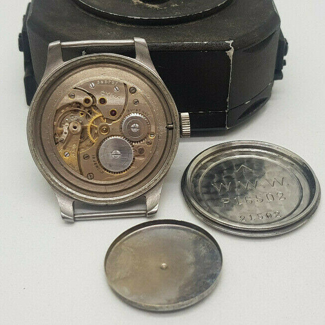 VERY RARE 40'S W.W.W. CYMA DIRTY DOZEN BLACK DIAL MAN'S WATCH P16502 21502