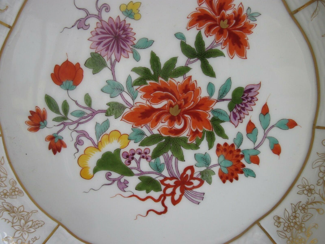 Schöner großer Meissen Wand-Teller mit vielen Indischen Blumen und Gold