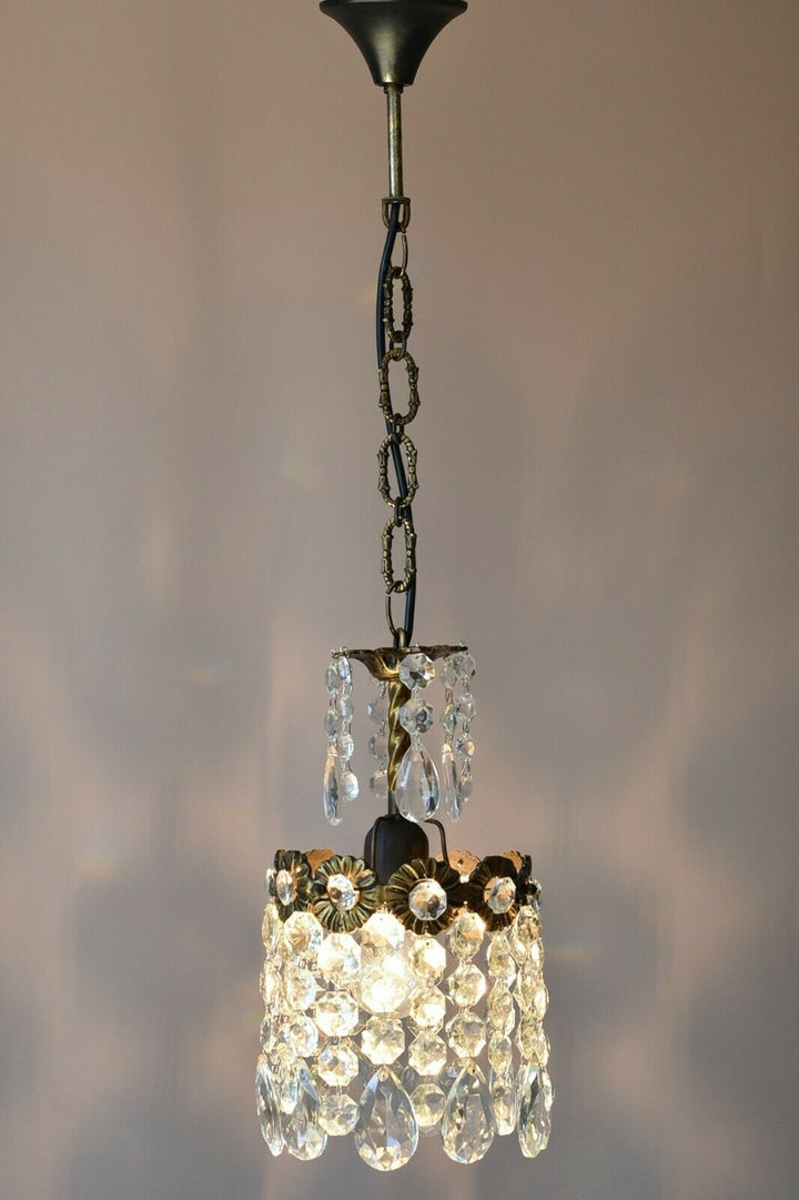 Christmas Sale Small Crystal Chandelier, Antique Vintage Wedding Lighting, Lamp