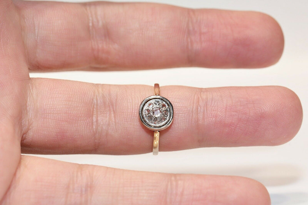 アンティーク オリジナル ヴィクトリアン 18K ナチュラルローズカットダイヤモンドのリング