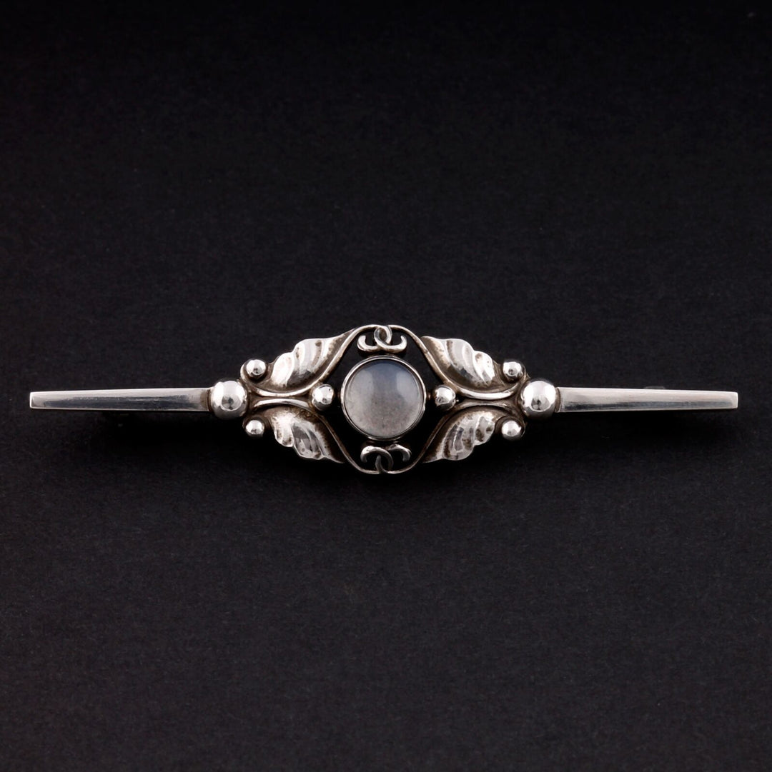 Georg Jensen Sterling Brooch # 224B w. Rock Crystal. Silver. Design: GJ himself