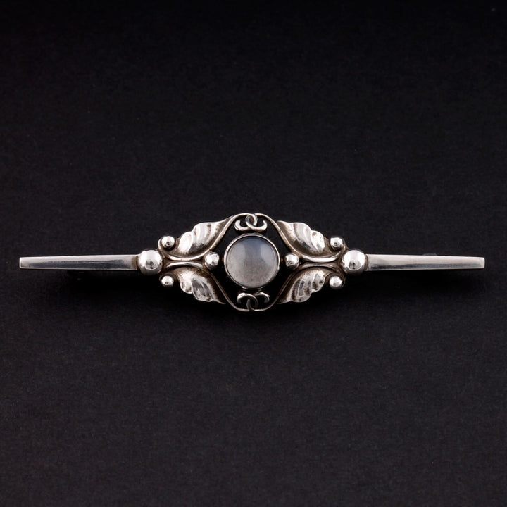 Georg Jensen Sterling Brooch # 224B w. Rock Crystal. Silver. Design: GJ himself