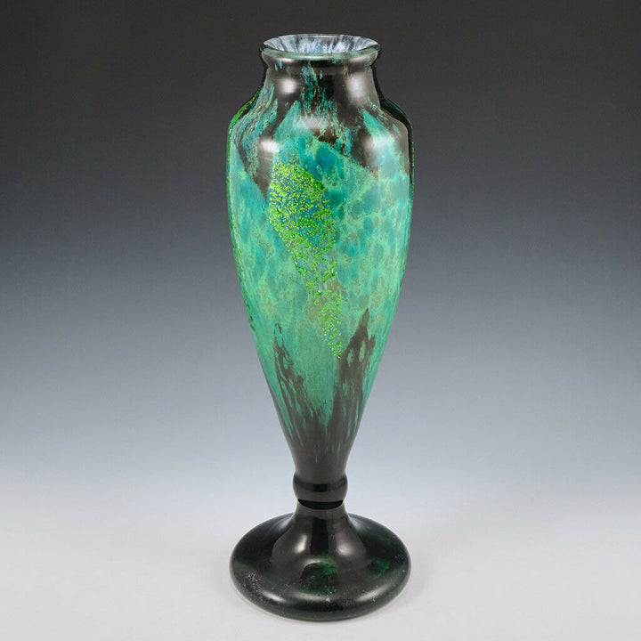 Daum Nancy Glass Vase With Silver Inclusions 1925-30