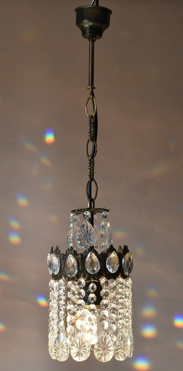 Ornate Mini Vintage Crystal Chandelier in Antique French Style, Home Lighting