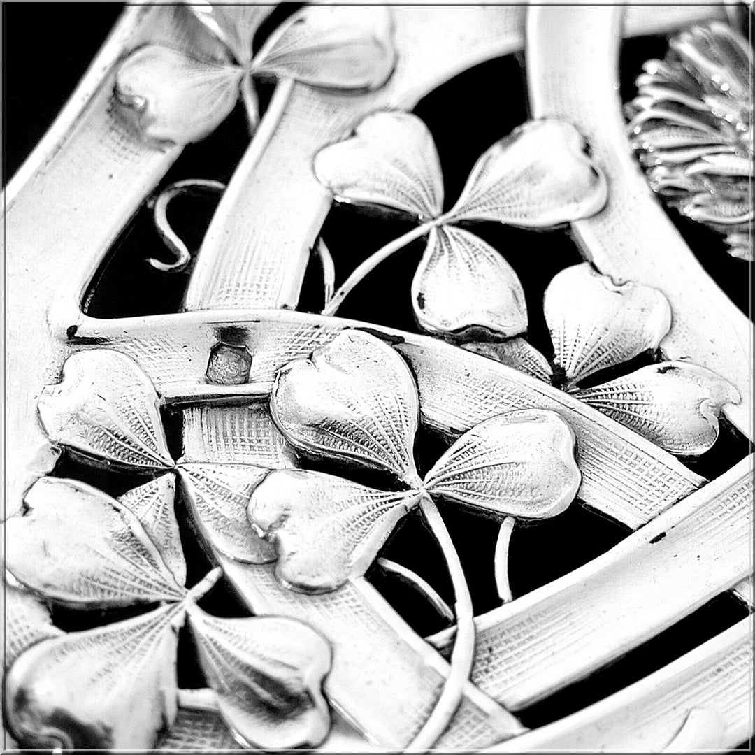 Debain French All Sterling Silver Asparagus Sandwiches Grip, Clover, Art Nouveau