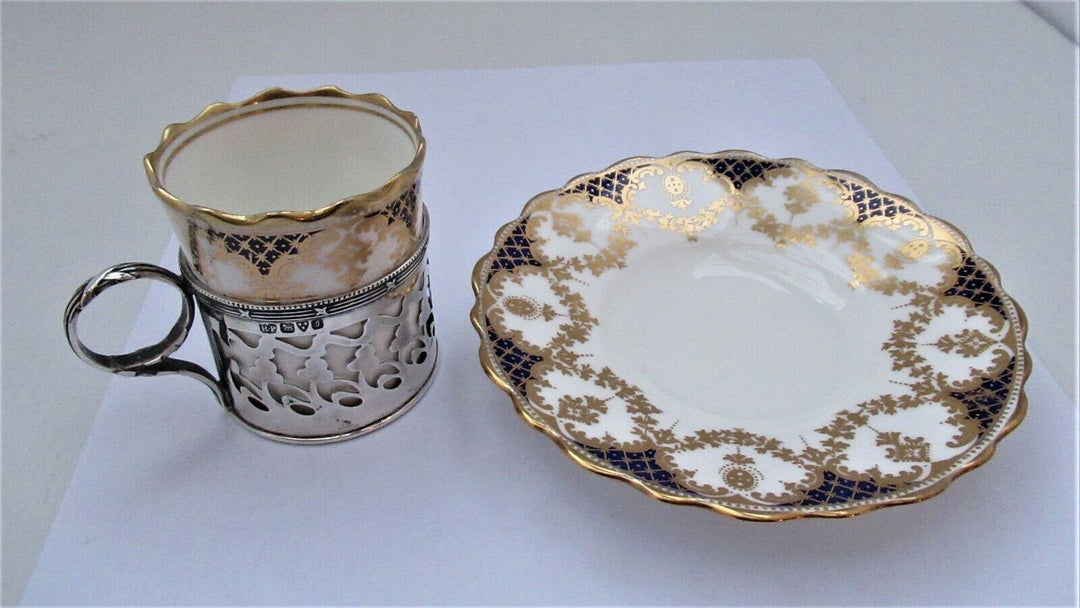 Aynsley Bone China Cup & Saucer/Silver Mount, Robert Pringle & Son, CHESTER 1909