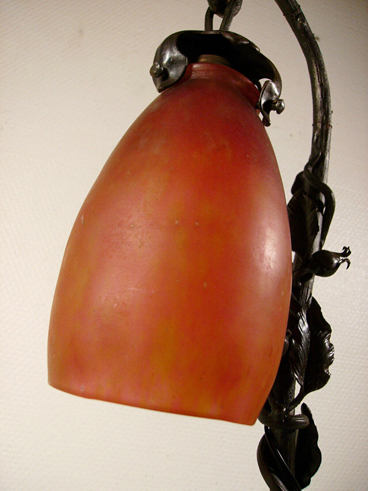 Daum nancy ☨ – art deco lamp in wrought iron and tulip 1925/1930