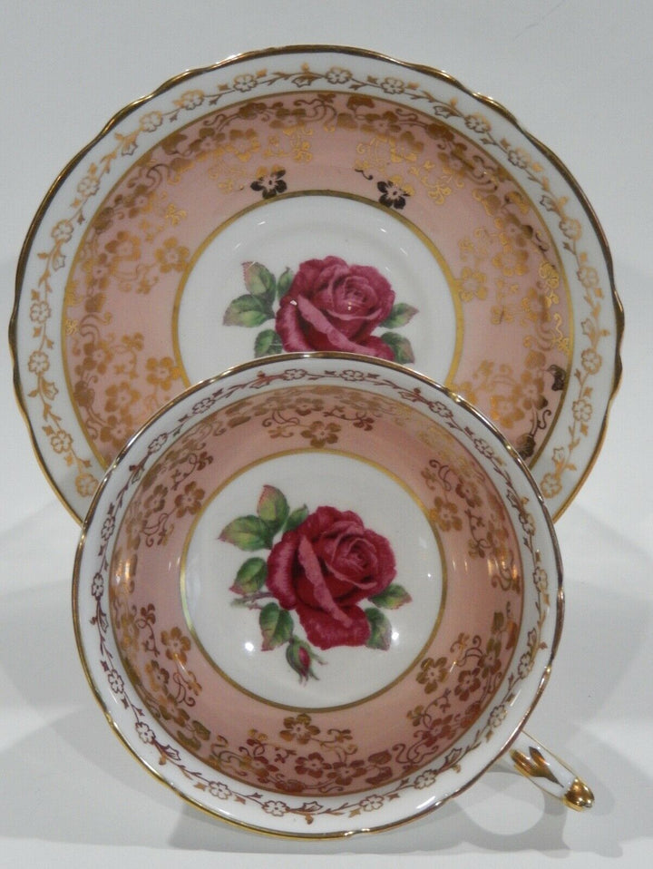 美品 Paragon パラゴン シアン 金彩 ローズブーケ カップ&ソ