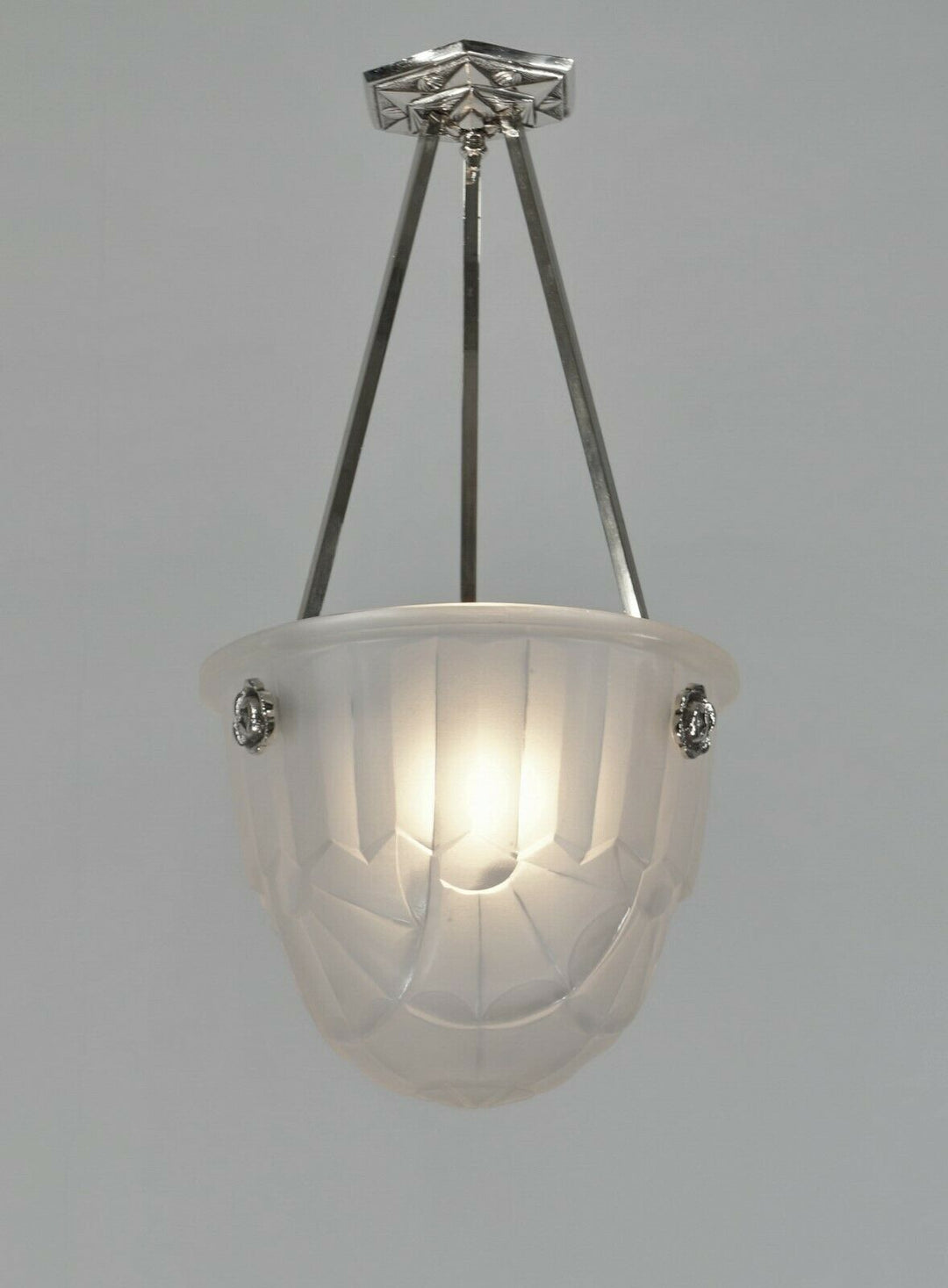 HUBENS & DEGUE : FRENCH ART DECO PENDANT CHANDELIER 1930 lamp muller era