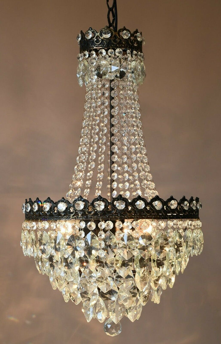 Vintage Crystal Chandelier Antique Brass French Empire Home Lighting Retro lamp