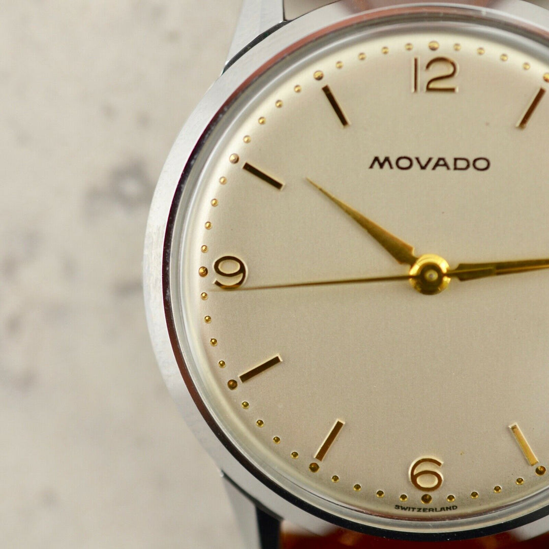 1960年　モバードヴィンテージウォッチ（NOS）　カラトラバ MOVADO Calatrava スチール製　箱とタグ付き