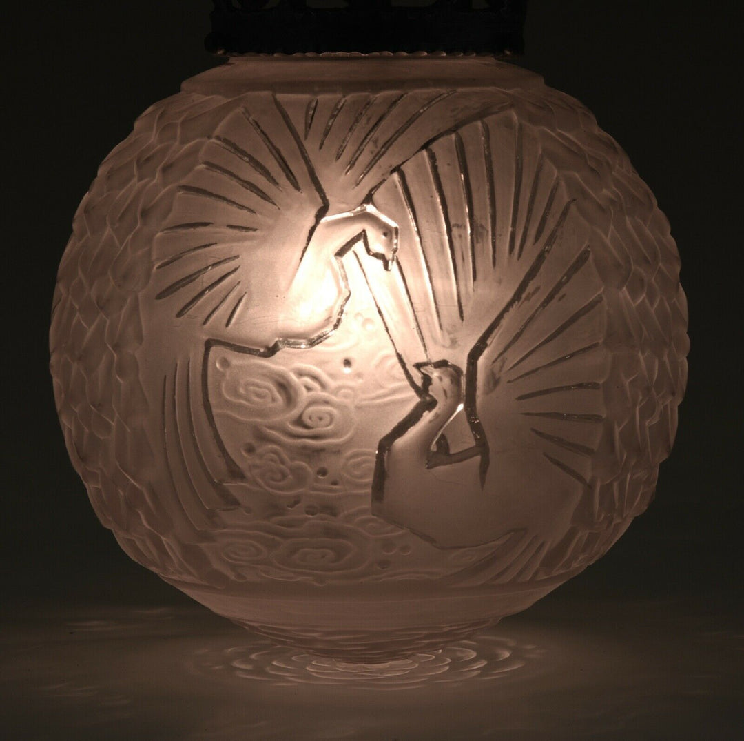 ミューラー兄弟　アールデコ　ホールランプ　孔雀