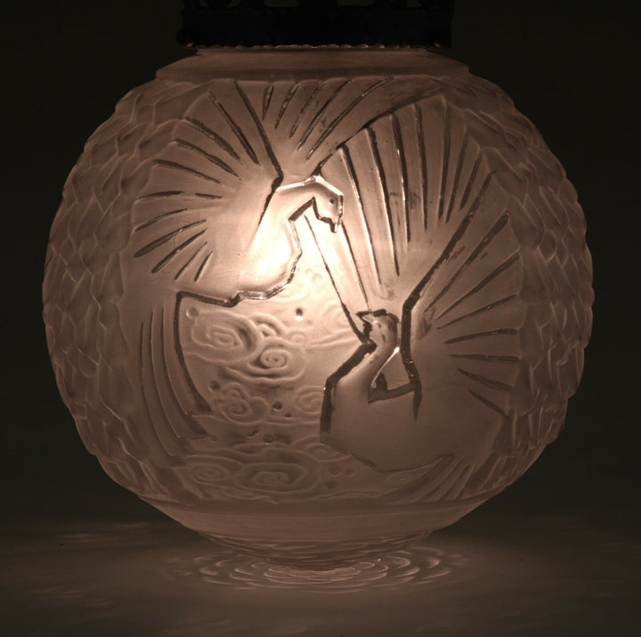 ミューラー兄弟　アールデコ　ホールランプ　孔雀