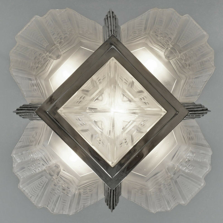 EJG : FRENCH ART DECO CHANDELIER ...........................1930 muller era lamp