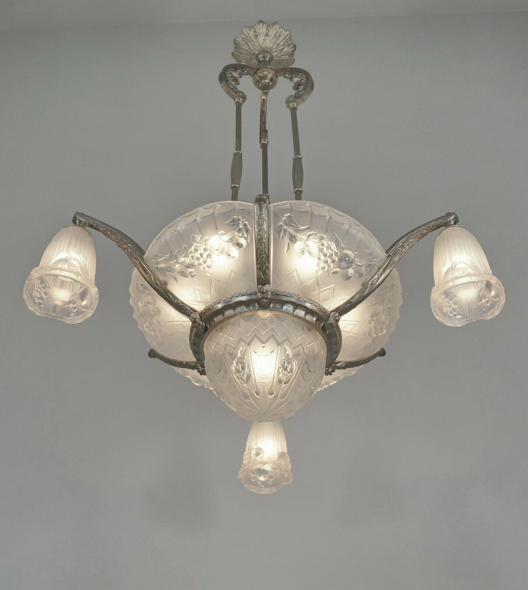 P. GILLES : LARGE FRENCH ART DECO CHANDELIER 1930 ..... lamp lustre muller era