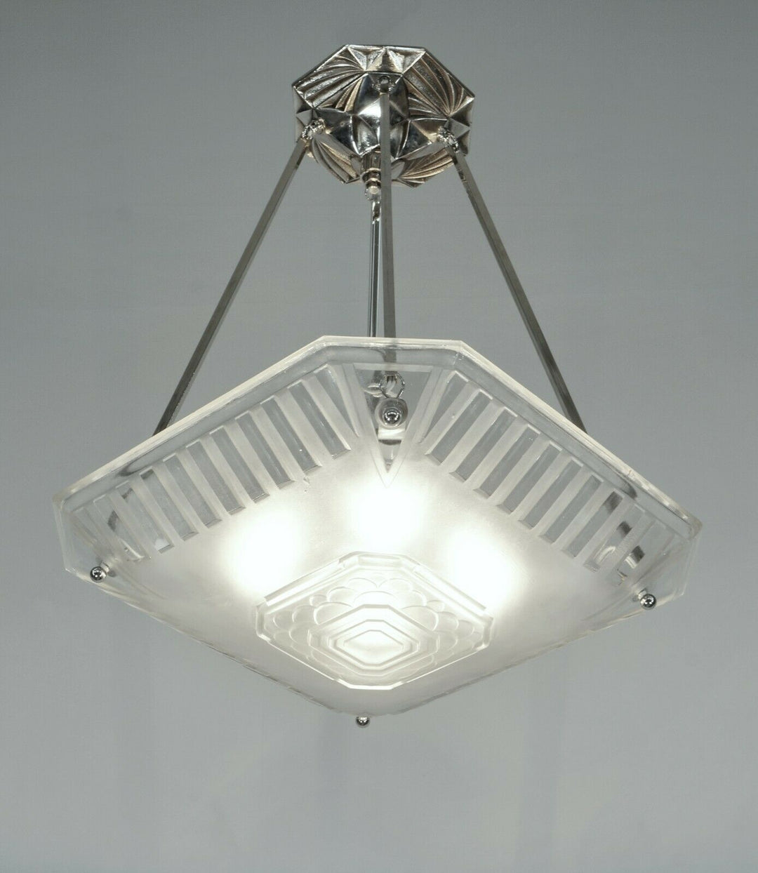 MULLER FRERES & A.BLOCH : FRENCH 1930 ART DECO PENDANT CHANDELIER .. lamp France
