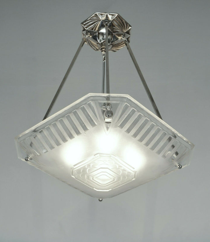 MULLER FRERES & A.BLOCH : FRENCH 1930 ART DECO PENDANT CHANDELIER .. lamp France