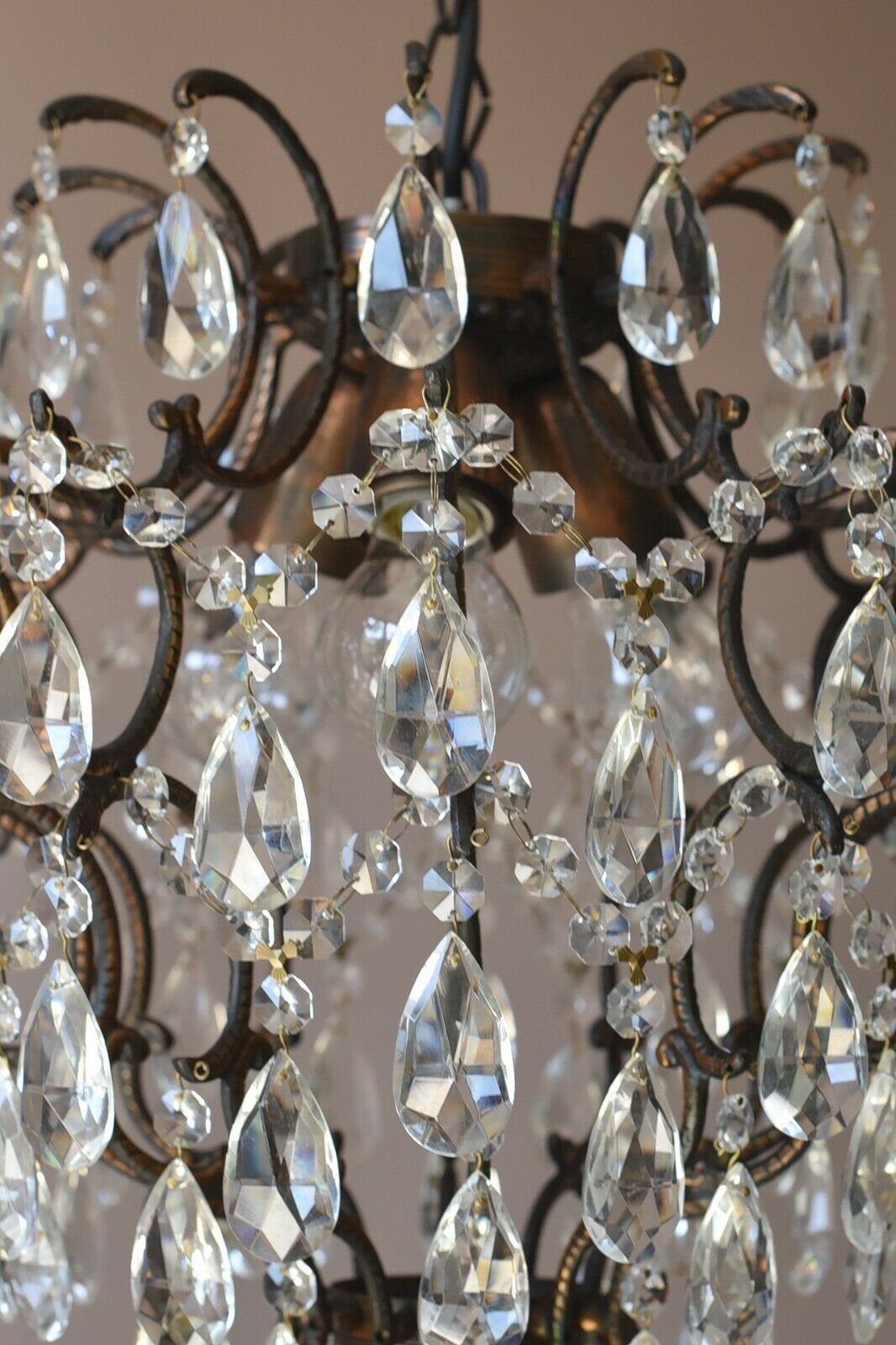 Cage Antique Style Vintage Crystal Chandelier, Bar Lighting Light Pendant Lamp