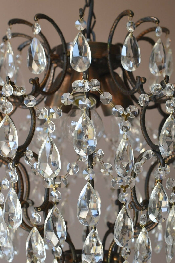 Cage Antique Style Vintage Crystal Chandelier, Bar Lighting Light Pendant Lamp