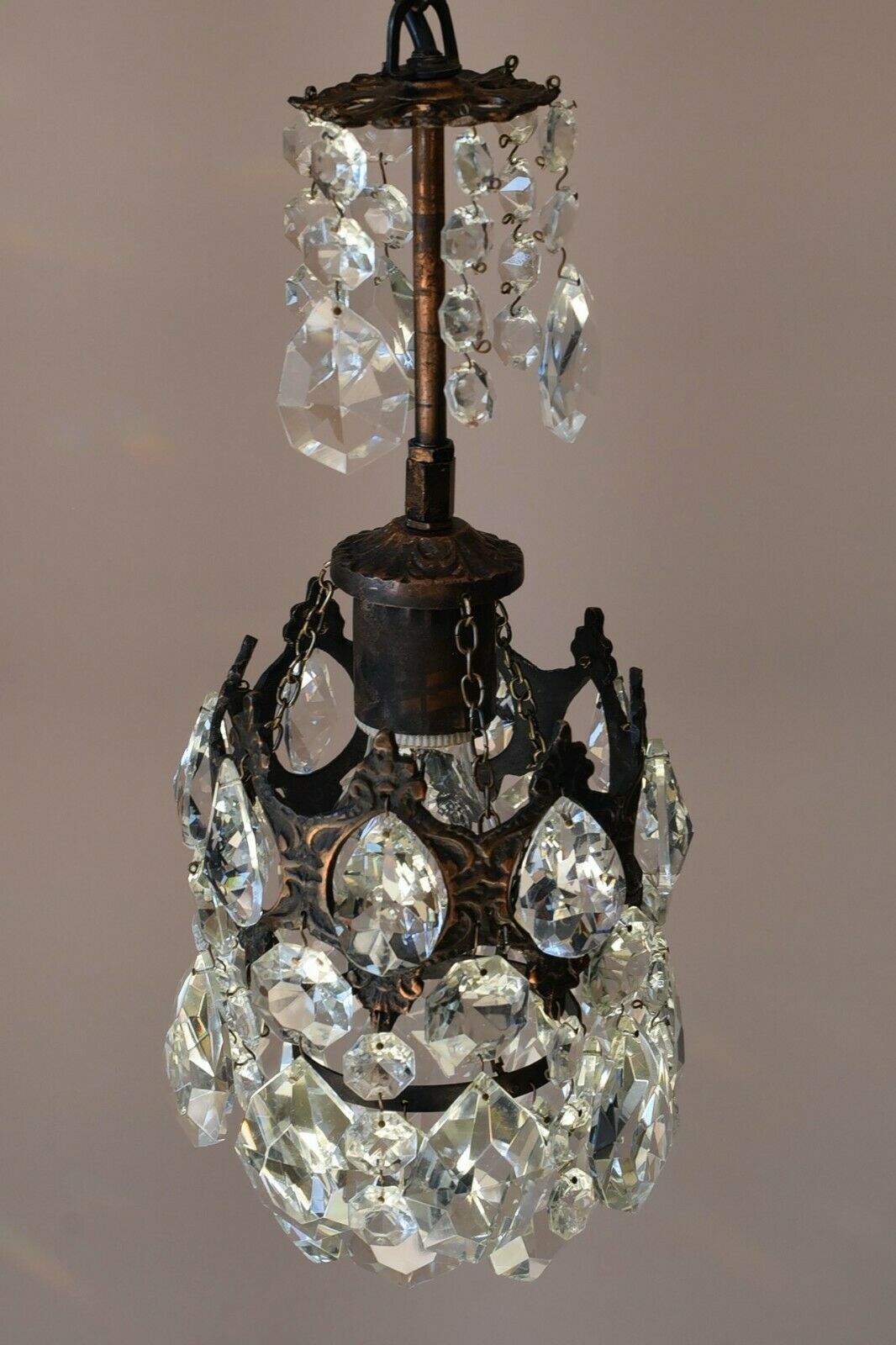 Vintage Crystal Chandelier Antique Brass French Style Home Lighting Retro lamp