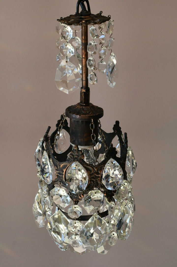 Vintage Crystal Chandelier Antique Brass French Style Home Lighting Retro lamp