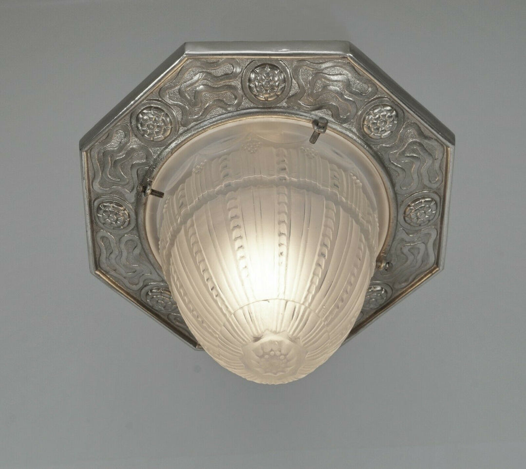 MULLER FRERES & JAMAIN : FRENCH 1930 ART DECO FLUSH MOUNT .......... lamp France