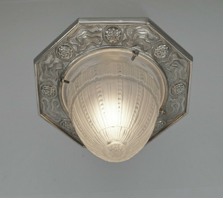 MULLER FRERES & JAMAIN : FRENCH 1930 ART DECO FLUSH MOUNT .......... lamp France