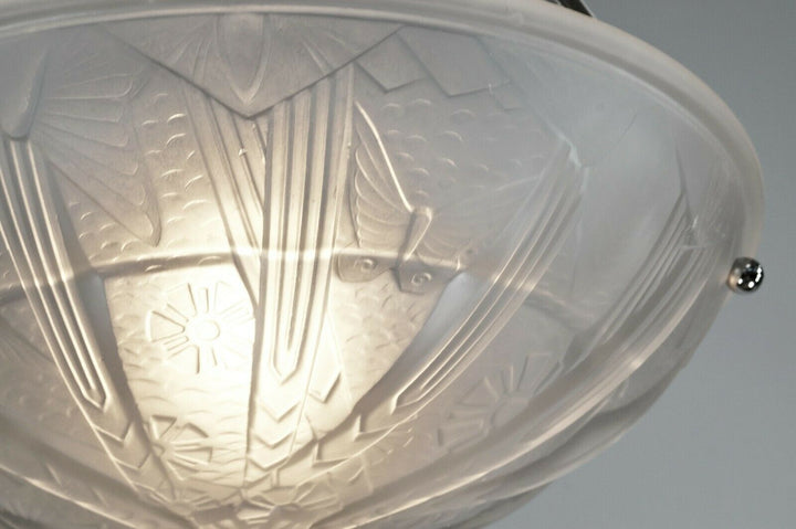 MULLER FRERES : FRENCH 1930 ART DECO PENDANT .. chandelier lamp degue era France