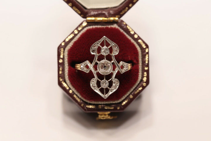 アンティーク 18K ナチュラルオールドカットダイヤモンドのヴィクトリアンリング