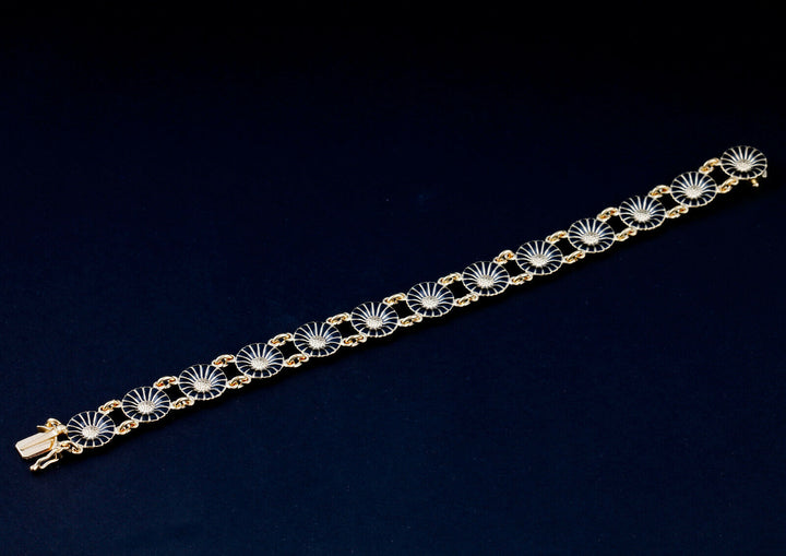 ジョージジェンセン　スターリングシルバー　金メッキ ブレスレット　ブラックエナメル　デイジー　3530909