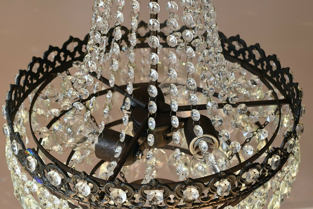 Vintage Crystal Chandelier Antique Brass French Empire Home Lighting Retro lamp