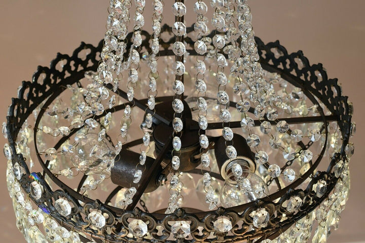 Vintage Crystal Chandelier Antique Brass French Empire Home Lighting Retro lamp