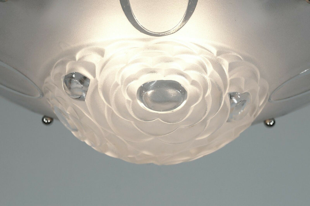 DEGUE : FRENCH 1930 ART DECO PENDANT ......... chandelier lamp muller era France