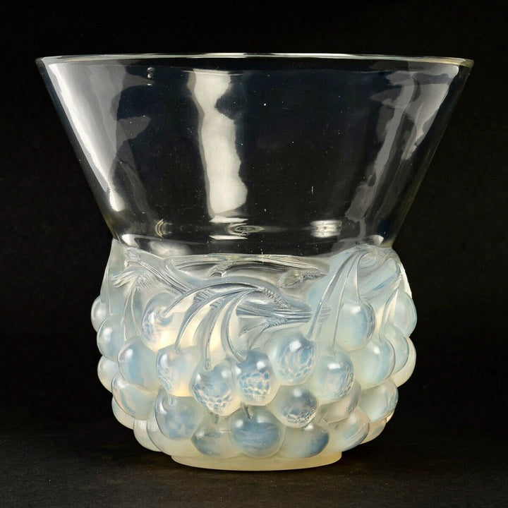 Vase Cerises Verre Opalescent René Lalique R.Lalique Opalescence Glass Cherries
