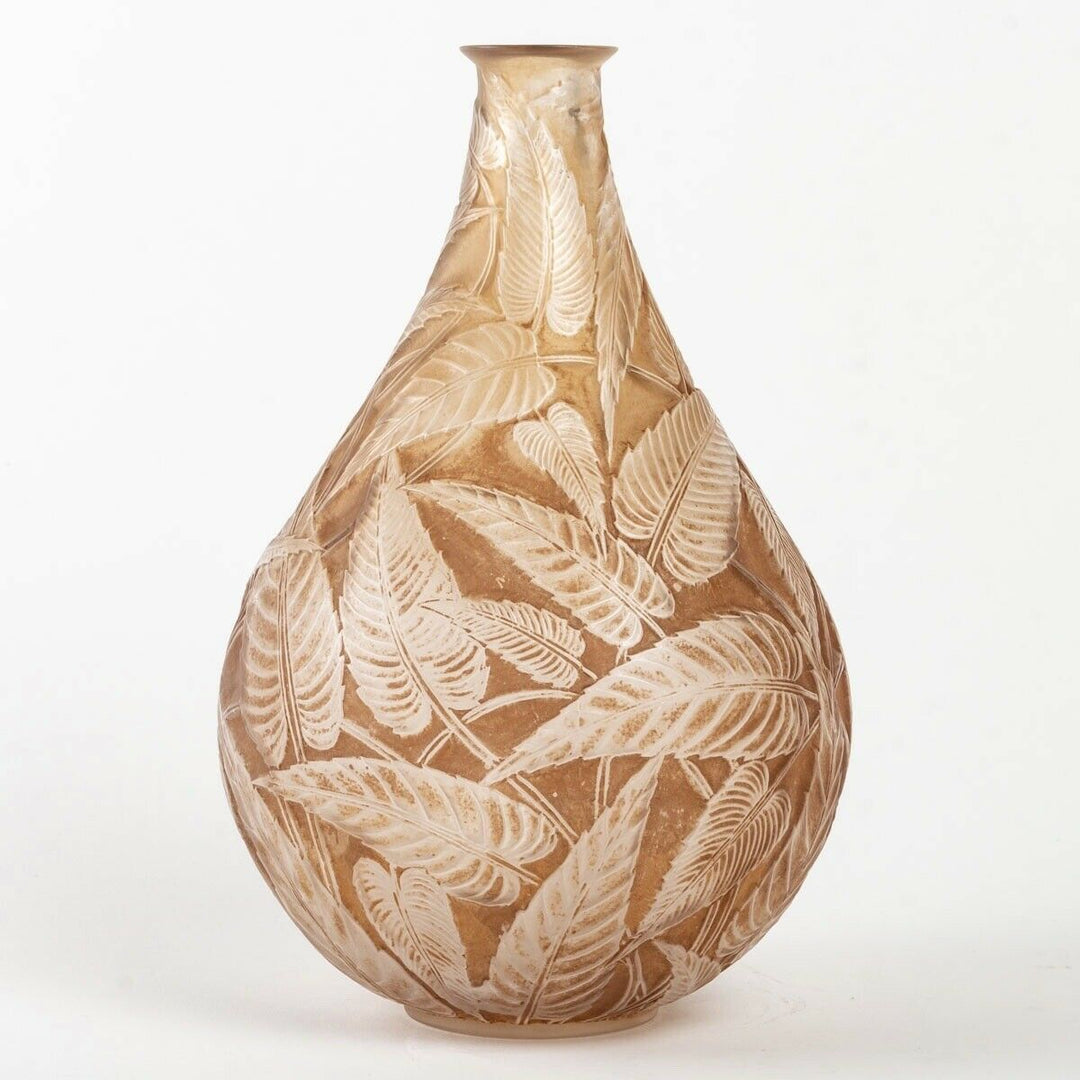 Vase Sauges Verre Patine Sépia René Lalique R.Lalique Sepia Stained Glass