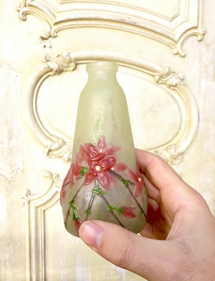 Gabriel Argy-Rousseau - Petit Vase En Pate De Verre, Decor De Fleurs Art Nouveau
