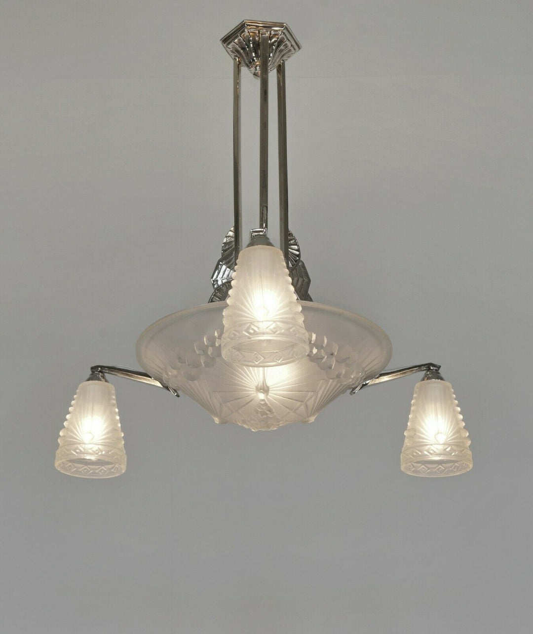 HETTIER & VINCENT and Schneider : French art deco chandelier ....... 1930 France