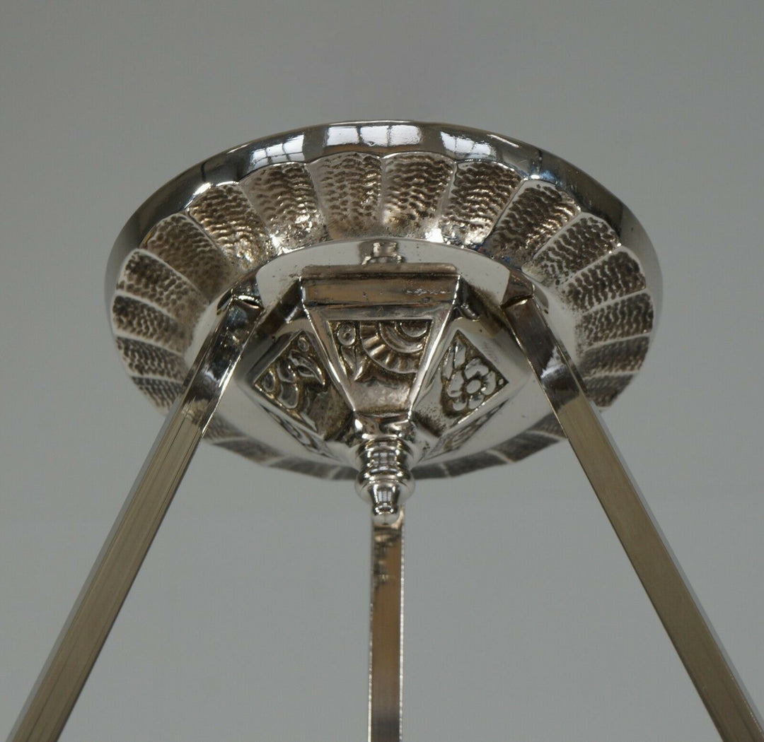 G.VIARMÉ : FRENCH 1930 ART DECO PENDANT chandelier lamp muller degue era France
