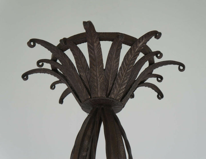 DEGUÉ : VERY LARGE 1930 FRENCH ART DECO CHANDELIER ... wrought iron muller era